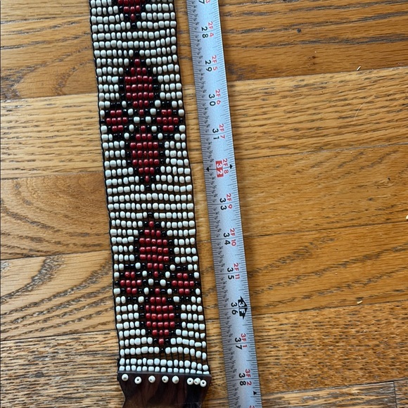 NWOT Vintage Geometric Chevron Beaded Stretch Belt With Wooden Clasp - Picture 14 of 16